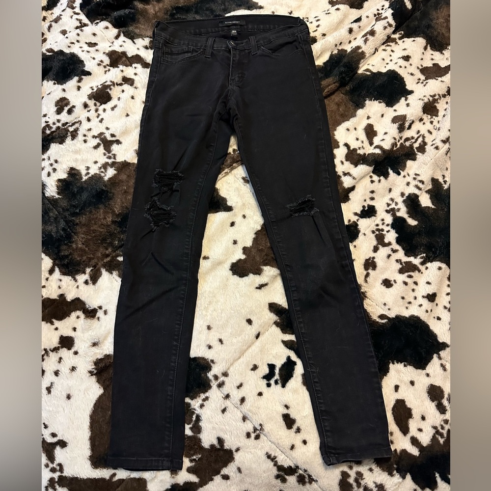 Distressed black skinny jeans, flying monkey, size 26